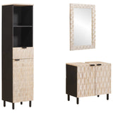 Bathroom Sets 3 pcs White Wash Finish Solid Mango Wood 3310031