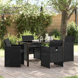 Garden Dining Set 5 pcs Black Poly Rattan 3380594