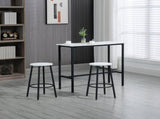 Three-Piece Marble-Effect Bar Table Set - White/Black T3398P329533