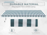Manual Retractable Awning, size -Green/White Stripes T3398P310349