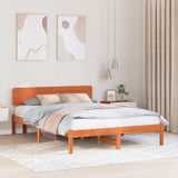 Bed Frame with Headboard Wax Brown 160 x 200 cm Solid Pine Wood 872100