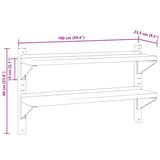 2-Tier Wall Shelf 100x23.5x60 cm Silver Stainless Steel 30311