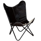 Butterfly Chair Black and White Real Cowhide Leather 243729