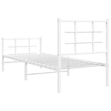 Metal Bed Frame without Mattress with Footboard White 75x190cm 355618