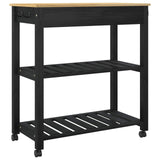 Kitchen Trolley MONZA Black 84 x 40 x 88.5 cm Solid Pine Wood 42027038