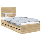 Bed Frame with Drawer Sonoma Oak 75 x 190 cm Engineer Wood 3412646