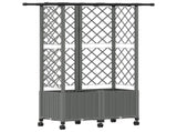 Raised Bed with Trellis and Roof Light Grey 124 x 40 x 142 cm 3423040