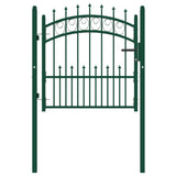 ZNTS Fence Gate with Spikes Steel 100x100 cm Green 146383