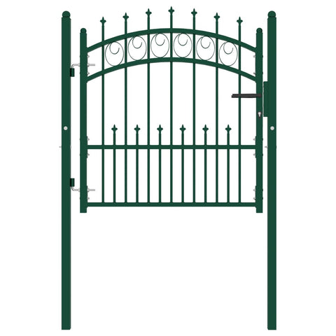 ZNTS Fence Gate with Spikes Steel 100x100 cm Green 146383