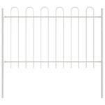 ZNTS White Garden Fence with Hoop Top - 13.6 x 0.8 m - Steel 3334164