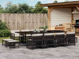 13 Piece Garden Dining Set with Cushions Black Poly Rattan 3210978