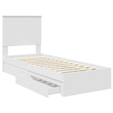 Storage Bed with Headboard White 75 x 190 cm Engineered Wood 3411257