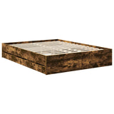 Bed Frame with Drawer Smoked Oak 150 x 200 cm Engineer Wood 3407974