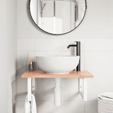 Basin Shelf Wall Mounted Steel and Solid Wood Oak 3302604