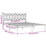 Metal Bed Frame without Mattress with Headboard Black 150x200cm 376130