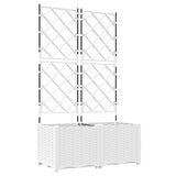 Garden Planter 2 pcs White 80 x 40 x 143 cm Steel 42002906