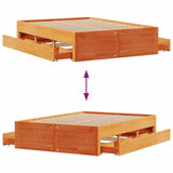Bed Frame without Mattress with Drawers Wax Brown 150x200 cm King Size Solid Wood Pine 3308803