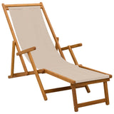 Folding Sun Lounger Solid Eucalyptus Wood Beige 42024921