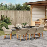 Garden Dining Set 9 pcs Light Grey Poly Rattan 3261634