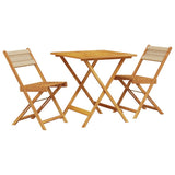 Bistro Set Beige Solid acacia wood, polypropylene Small Foldable 3281867