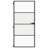Interior Door Slim Black 93x201,5 cm Tempered Glass and Aluminium 155120