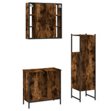 3 Piece Bathroom Cabinet Set Smoked Oak Engineered Wood 3214762