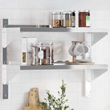 2-Tier Wall Shelf 75x30x60 cm Silver Stainless Steel 30313