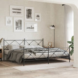 Metal Bed Frame without Mattress with Footboard Black 193x203cm 376526