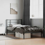 Bed Frame Black Powder-Coated Steel Single Modern Bed Frame 355556