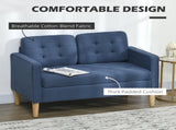 Modern Loveseat Sofa, Compact 2 Seater Sofa with Hidden Storage, 117cm Tufted Cotton Couch with Wood T3398P344634