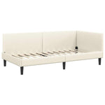 Corner Bed Frame Cream 90 x 200 cm Velvet and Engineered wood 42016233
