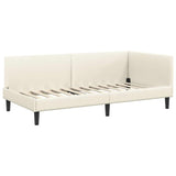 Corner Bed Frame Cream 90 x 200 cm Velvet and Engineered wood 42016233
