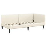 Corner Bed Frame with Headboard Cream 90 cm x 190 cm Velvet 42016223