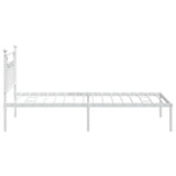 Bed Frame White Powder-Coated Steel Single Bed Frame 353581