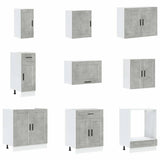 14 Piece Kitchen Cabinet Set "Porto" Concrete Grey Engineered Wood 3314995