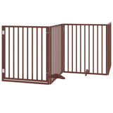 Dog Gate with Door Foldable 10 Panels Brown 800 cm Poplar Wood 3155583