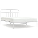 Bed Frame White Steel 140x190cm Bed Frame Rectangular 352627