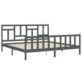 Bed Frame without Mattress Grey 200x200 cm Solid Wood Pine 3193163
