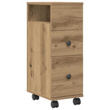 Narrow Bathroom Cabinet with Wheels Artisan Oak Engineered Wood 855240