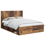Bed Frame with Storage and Headboard Old Wood 120 x 200 cm 3413875