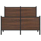 Metal Bed Frame without Mattress Brown Oak 137x190 cm 4007782