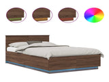 Bed Frame with Headboard Brown Oak 135 x 190 cm Engineered Wood 3408088