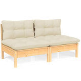 2-Seater Garden Sofa with Cream Cushions Solid Pinewood 3095992