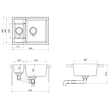 Kitchen Sink with Overflow Hole Double Basins Black Granite 147085