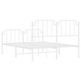 Metal Bed Frame without Mattress with Footboard White 135x190cm 373953