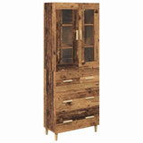 Highboard Old Wood 69.5 x 34 x 180 cm Engineered Wood and Glass 3415775