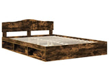 Bed Frame Smoked Oak 150 x 200 cm Solid Pine Wood 3412884