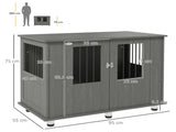 Dog Crate Table for Medium and Large Dogs with Magnetic Door for Indoor Use, 95 x 55 x 75 cm, Grey T3398P376409
