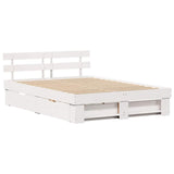 Bed Frame with Headboard White 160 x 200 cm Solid Pine Wood 3382269