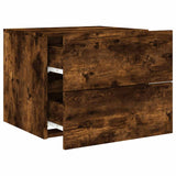 Wall-mounted Bedside Cabinet with LED Lights Smoked Oak 836820